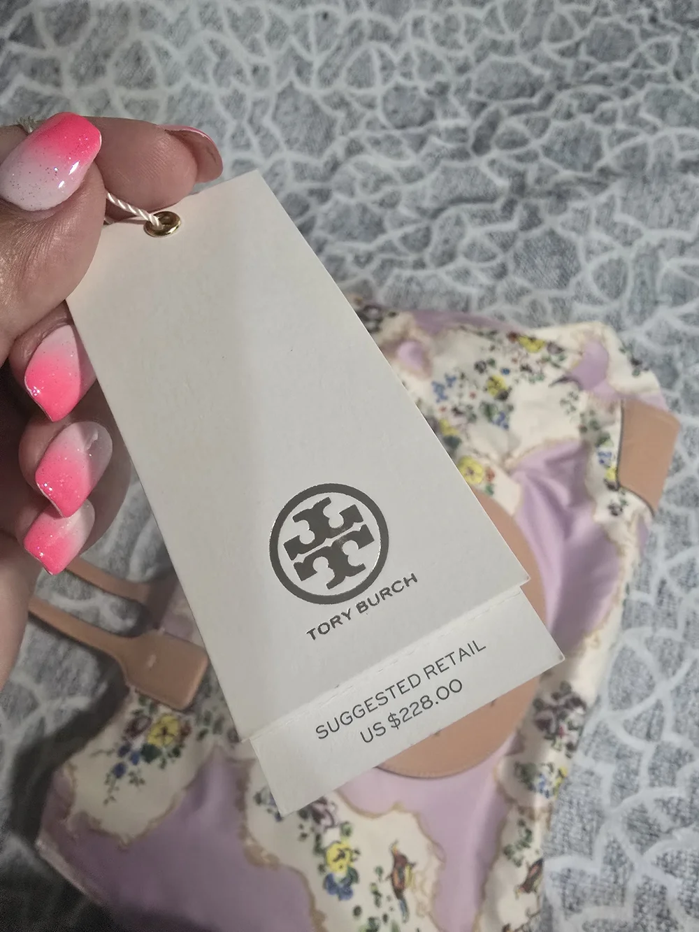 Tory Burch Pink Floral Logo Tote